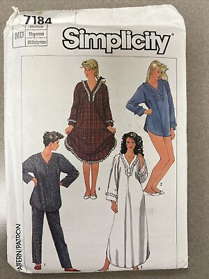 #ad Simplicity 7184 Vintage Nightgown Nightshirt Pajamas Pattern Medium Uncut $12.51
