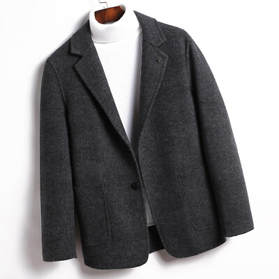 #ad Autumn Winter Men#x27;s Casual Suit Jacket Slim Fit Thick Double Sided Woolen Coat $110.66