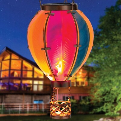#ad Hot Air Balloon Solar Lantern Rainbow Hanging Outdoor Patio Garden Yard Art $18.99