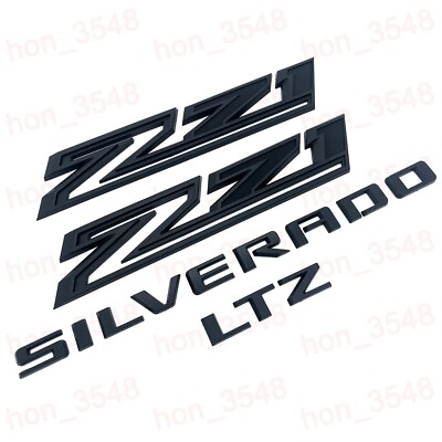 #ad 4pc Matte Black 2019 2024 Chevrolet Silverado LTZ Z71 Emblem Nameplate Badge Kit $56.95