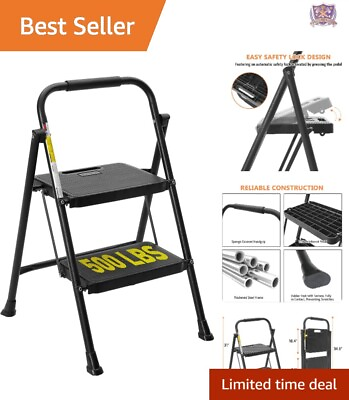 #ad Heavy Duty Foldable Step Ladder Sturdy Steel Anti Slip Wide Pedal 500 lbs $56.97