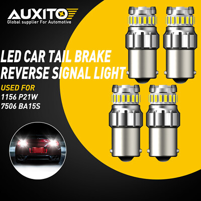 #ad AUXITO 4X 1156 LED Reverse Light Canbus Error Free BA15S Backup Bulb 6500K White $17.99