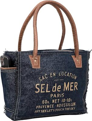 #ad Sel De Mer Upcycled Canvas Hand Bag Upcycled Canvas amp; Cowhide Tote Bag Radiant $46.00