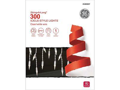 #ad NEW 2 SETS GE String A Long 300 Icicle Lights White FREE SHIP $38.00