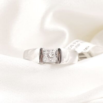 #ad Palladium Radiant Cut VS2 Natural Diamond Engagement Ring 0.70 CTW Size 6.25 $3149.96