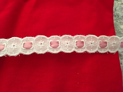 #ad Scalloped Eyelet Lace Trim Edging Embroidered Lace 3 4quot; White Pink by the yard $1.99