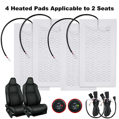 #ad 4Pads Carbon Fiber Car Heated Seat Heater Kit with Round Switch Universal K8Q3 $44.99