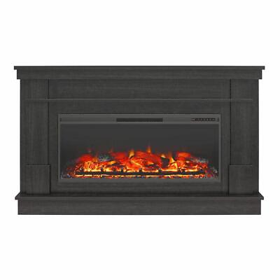 #ad Ameriwood Wide Freestanding Mantel 64.33quot; Black Oak W Linear Electric Fireplace $549.38