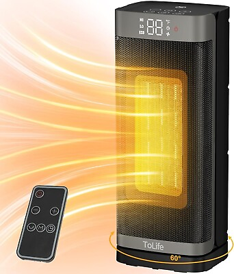 #ad Space Heater for Indoor Use 1500W Fast Heating with Thermostat 60°Oscillating $54.99