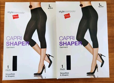 #ad Hanes Style Essentials Women#x27;s LARGE Capri Shaper Garment 2 PAIRS Smoothe Shapes $24.00