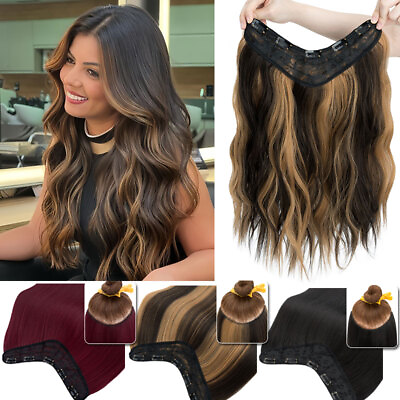 #ad Highlight Natural Hair Extension Half Head Clip in One Piece Straight Wavy Curly $16.20