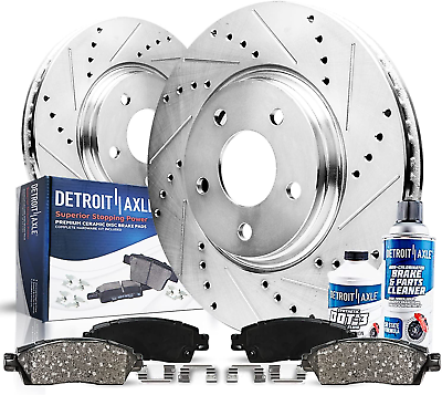 #ad 277Mm Front Drilled and Slotted Disc Brake Kit Rotors W Ceramic Pads W Hardwar $147.99