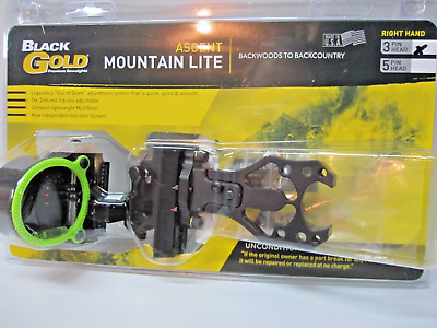 #ad #ad New Black Gold Ascent Mountain Lite 3 Pin .019 RH Bow Sight Black Model# AML3 $222.99