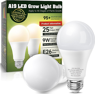 #ad Grow Light Bulbs LED Grow Light Bulbs A19 Full Spectrum Plant Light Bulbs $9.13
