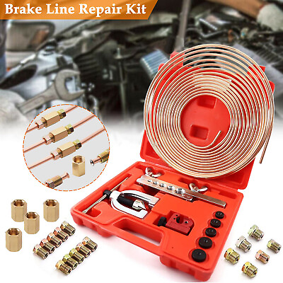 #ad Brake Line Pipe Repair Kit 3 16 25FT Copper Pipe Flaring Tool 20 Nuts Fittings $26.99