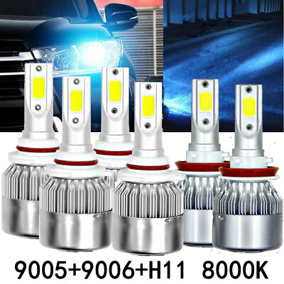 #ad 9005 9006 H11 Combo COB LED Headlight Fog Lamp Bulb White 6000K High Low Beam US $17.99