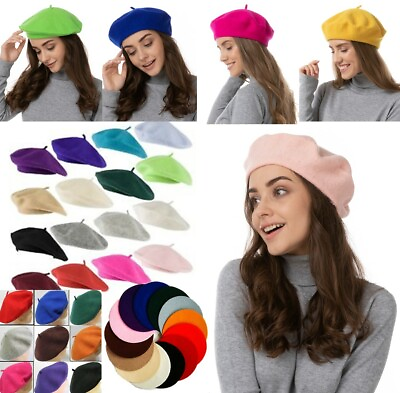 #ad Plain Beret Hat Wool Autumn Women Girls Fashion Hats French Beret Winter Cute $7.39