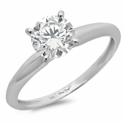 #ad 0.5 ct Round Cut Lab Created Diamond Stone 18K White Gold Solitaire Ring $978.17