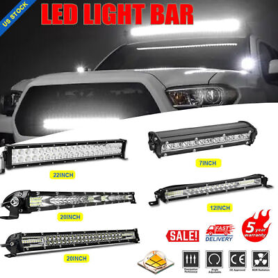 #ad 7 10 20 22inch LED Bar Light Flood Spot Combo For Jeep Offroad Driving Truck 4WD $16.50