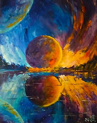 #ad Painting quot;Reflections of Spacequot;. Oil on cardboard. 8x10 inc. Handmade. 2024. $30.00