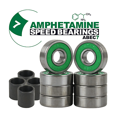 #ad Amphetamine Skateboard Longboard Speed Bearings Set of 8 Pre Lubricated Abec 7 $16.97