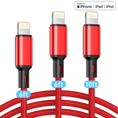 #ad 3Pack Lightning Charge Cord Apple Mfi Certified Long USB Lightning Cable 6 6 $22.99