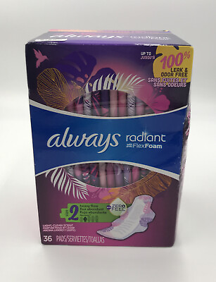 #ad Always Radiant Size 2 Heavy Flow Pads With FlexFoam Light Clean Scent 36ct $15.99