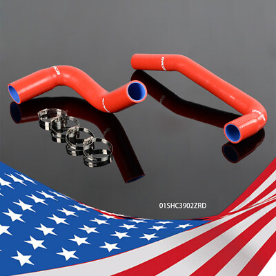 #ad Red Silicone Radiator Hose Clamps Kit Fit For 87 06 JEEP WRANGLER YJ TJ 2.4 4.2L $23.69