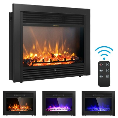 #ad #ad 28.5quot; Fireplace Electric Embedded Insert Heater Glass Log 3 Flame Color Remote $168.69