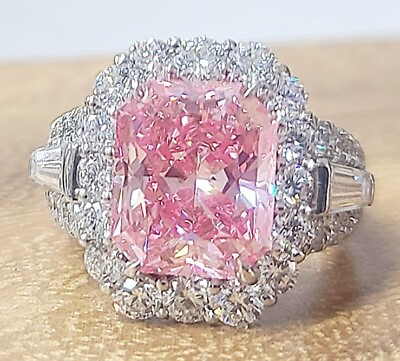 #ad Platinum Engagement ring natural fancy vivid pink radiant diamond 5.84ct VS1 $145000.00