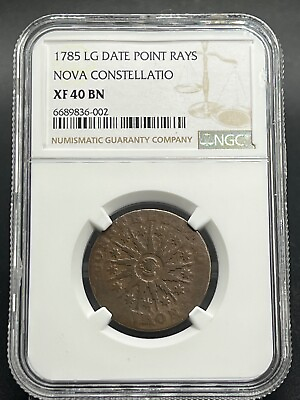 #ad 1785 NOVA CONSTELLATIO US COLONIAL COPPER LARGE DATE POINTED RAYS NGC XF40 BN $850.00