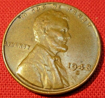 #ad 1948 S Lincoln Wheat Cent Circulated G Good to VF Very Fine 95% Copper $1.98