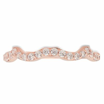 #ad 0.2 ct Round Cut Lab Created Diamond Stone 18K Rose Gold Stackable Band $375.35