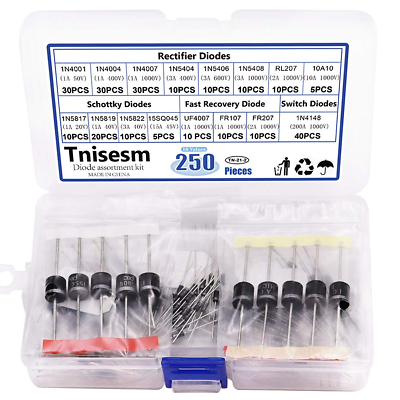 #ad 16 Values Rectifier Schottky Fast Recovery Switch Diode Assortment Kit1N4001 1N $14.88