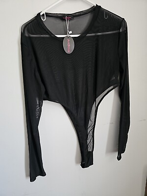 #ad Avidlove Black Teddy lingerie Bodysuit Size XL Cute Sexy Lace See through W2 $10.00