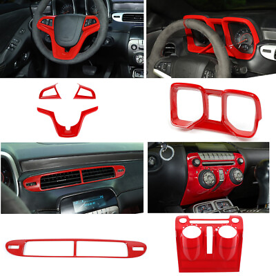 #ad 6x Red Interior Center Console Dashboard Cover Trim Kit For Chevy Camaro 2010 15 $110.00