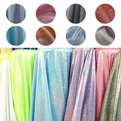 Glitter Laser Polyester Fabric Holographic Wedding Background Decor Material DIY AU $7.99