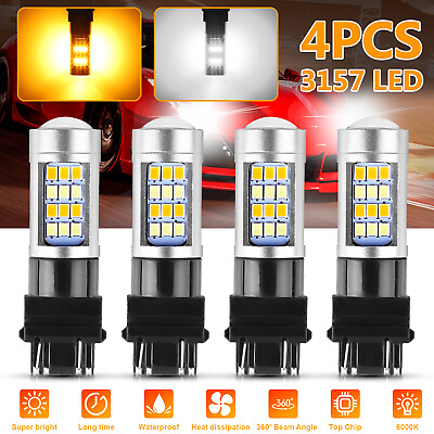 #ad #ad 4X Error Free White Amber 3157 LED DRL Switchback Turn Signal Parking Light Bulb $16.48