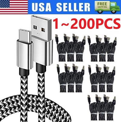 #ad Braided USB C Type C Fast Charging Data SYNC Charger Cable Cord 3 6 10FT Lot $294.99