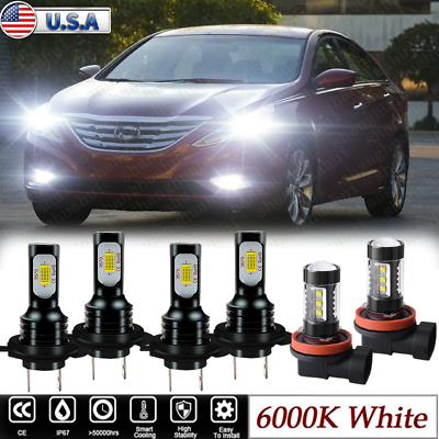 #ad For Hyundai Sonata 2011 2012 2013 2014 LED Headlight Bulbs Fog Lamp Combo Kit $31.18