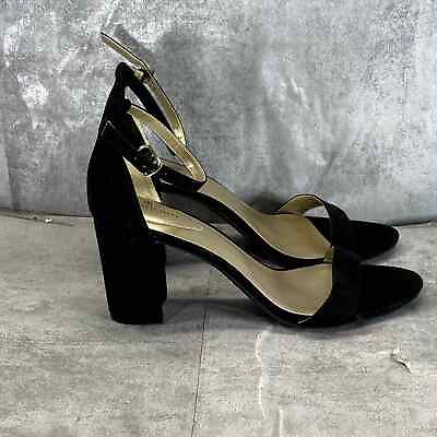#ad BANDOLINO Women#x27;s Black Armory Round Toe Block Heel Ankle Strap Dress Sandal SZ9 $26.00