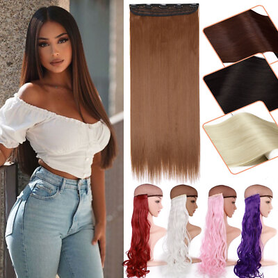 #ad 100% Natural Thick Hair Piece One Piece Clip In Hair Extensions Full Head Ombre $2.96