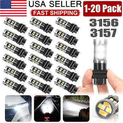 #ad 1 20 X 3157 3156 Switchback White Amber 20 LED DRL Turn Signal Parking Bulbs Lot $43.77