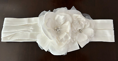 #ad New Crystals Rhinestones Beads Applique Ivory Bridal Belt Wedding Sash Snaps #K $29.99