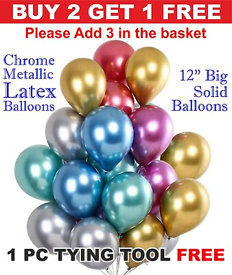 #ad 12quot; INCH CHROME BALLOONS METALLIC LATEX PEARL Helium Air Wedding Birthday Party GBP 3.19