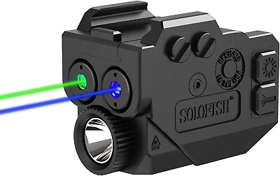 #ad SOLOFISH Rechargeable Flashlight Greenamp;Blue Laser Sight Pistol Picatinny Rail $44.99