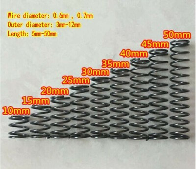 #ad 10pcs Spring Steel Compression spring damping Pressure spring Wire Dia 0.6 0.7mm $2.88