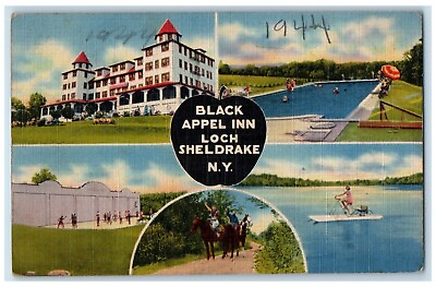 #ad c1940#x27;s Black Appel Inn Loch Sheldrake New York NY Multiview Vintage Postcard $14.98