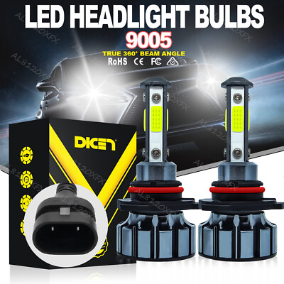 #ad Pair 4 sides LED Headlight Kit 9005 HB3 H10 9140 9145 2400W 6000K 360000LM Bulbs $13.72