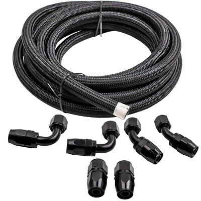 #ad AN10 10AN Fitting Stainless Steel Nylon Braided Gas Oil Fuel Hose Line 10 Feet $40.99